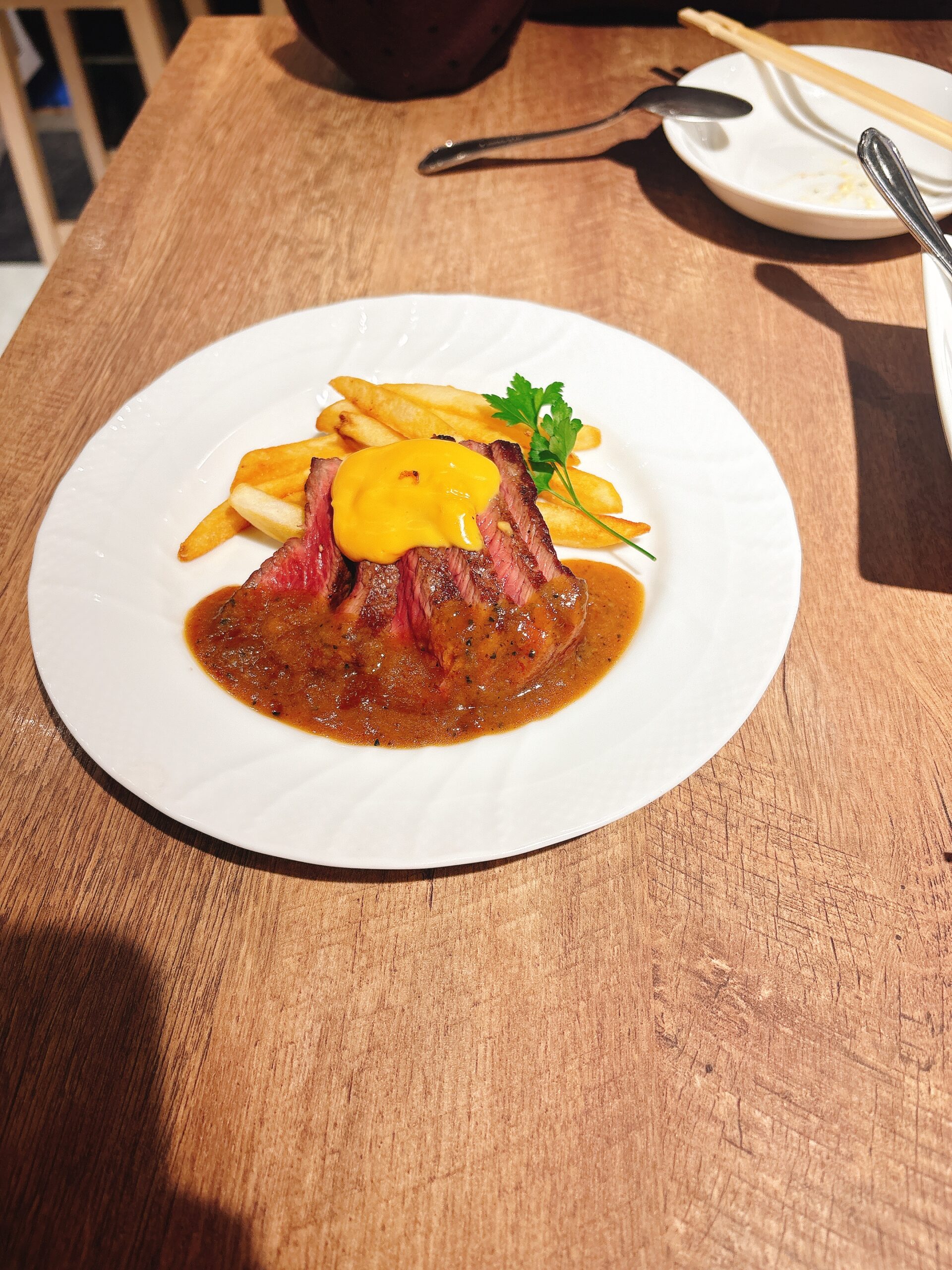 赤白天王寺ミオ店で食べた牛ランプステーキ